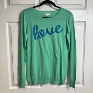 Old Navy Crew Neck "Love" Sweater Women's Size M 100% Cotton Valentines Day